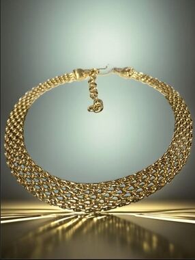 Chunky Monet Vintage Gold Panther Link Necklace